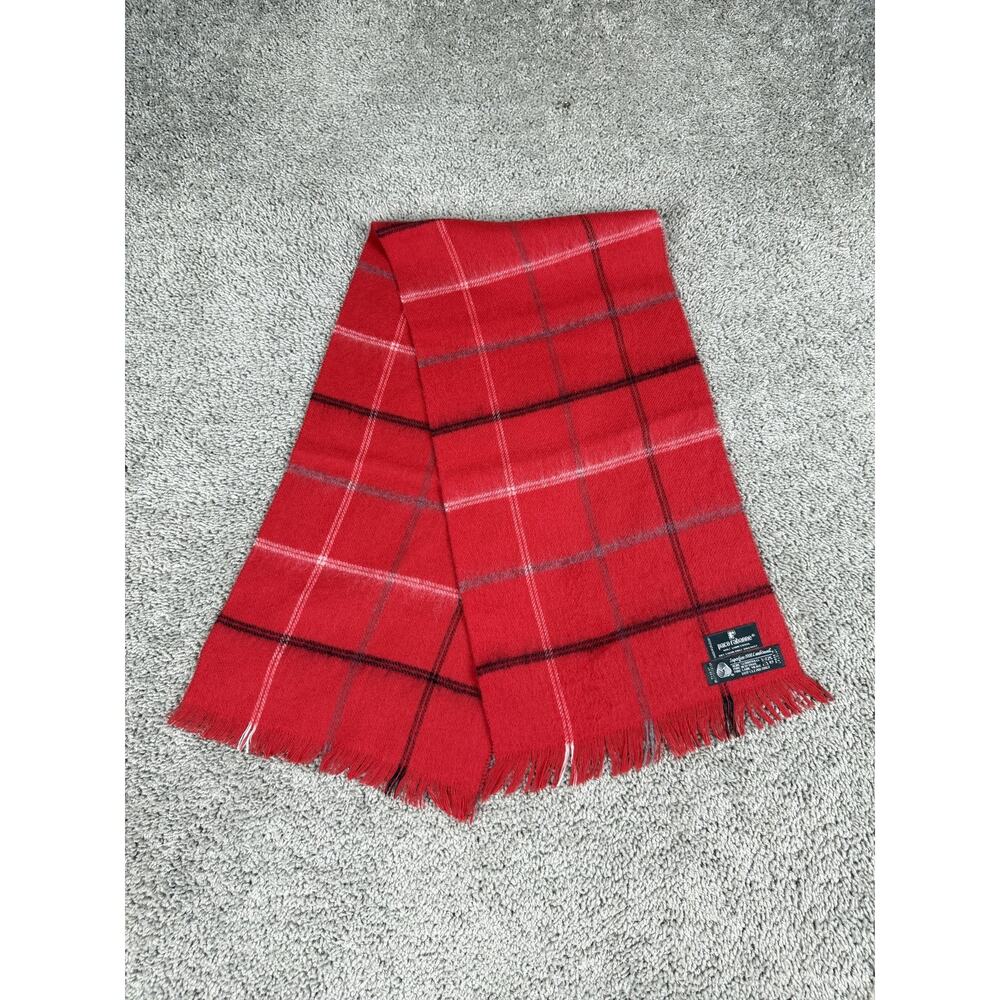 Paco Rabanne Scarf Womens One Size Red Plaid Lambswool Fringe Soft Winter